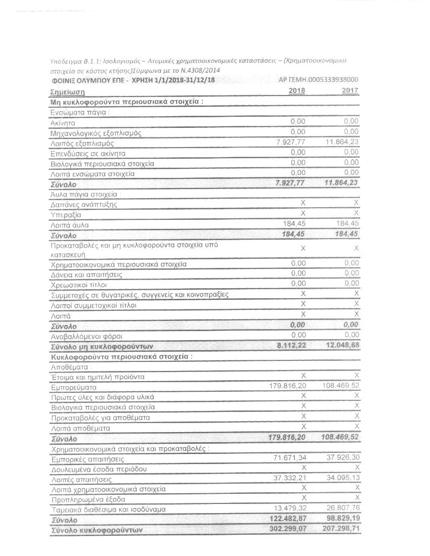 ΙΣΟΛΟΓΙΣΜΟΣ 31/12/2018
Σελ. 1 από 3